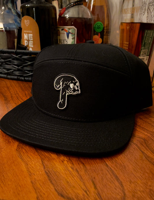 PHILLIES SAD SKULL PATCH HAT - BLACK OR NATURAL 7 PANEL HAT