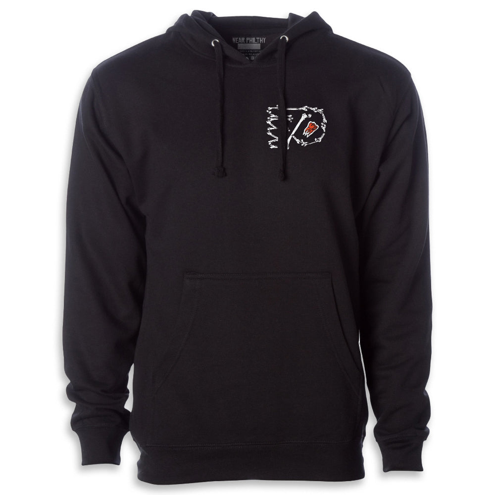 Philadelphia Flyers hoody with Gritty skull design with hockey helmet and flyers logo made of bones