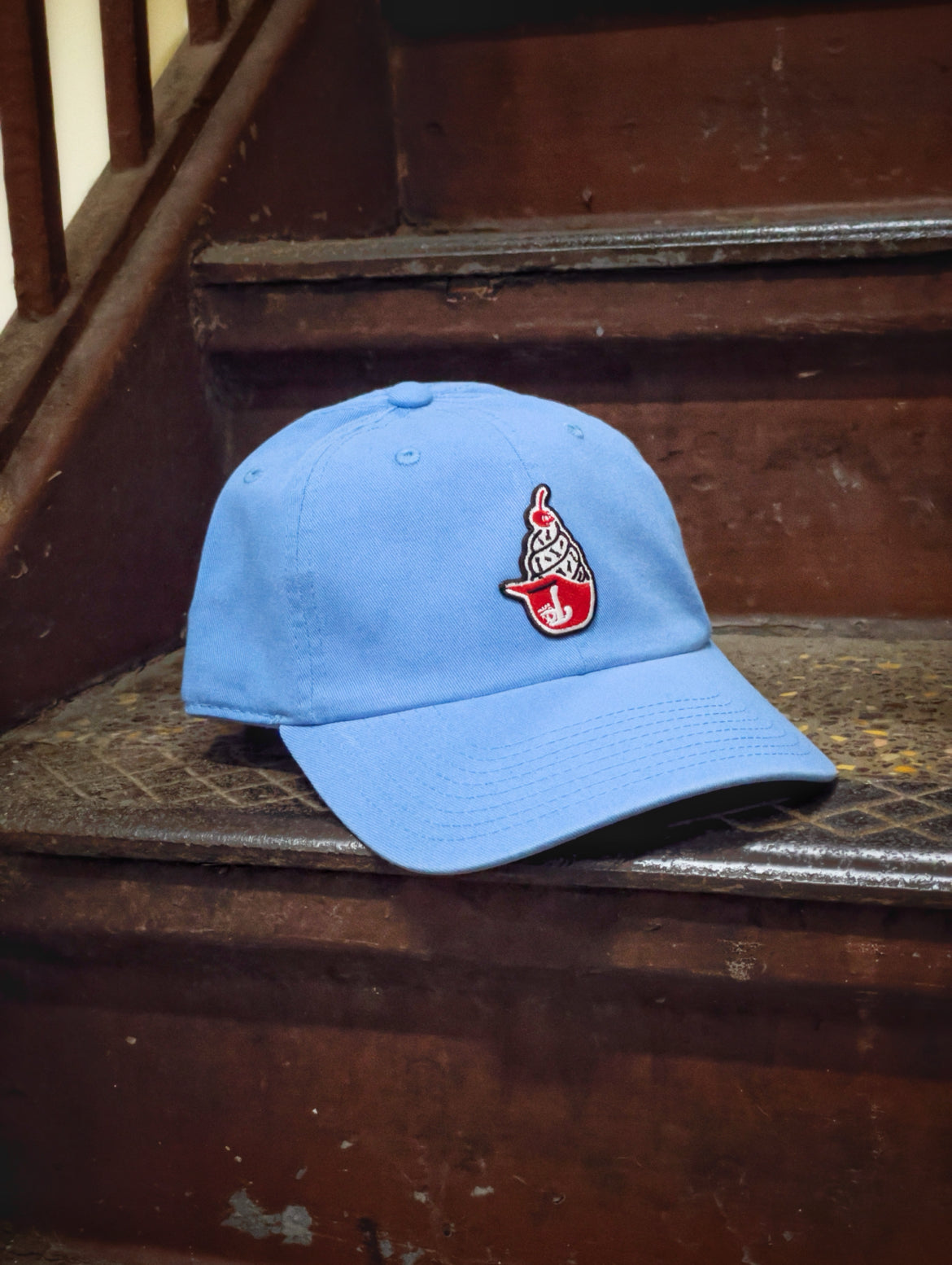 PHILLIES EMBROIDERED ICE CREAM HELMET DAD HAT - POWDER BLUE