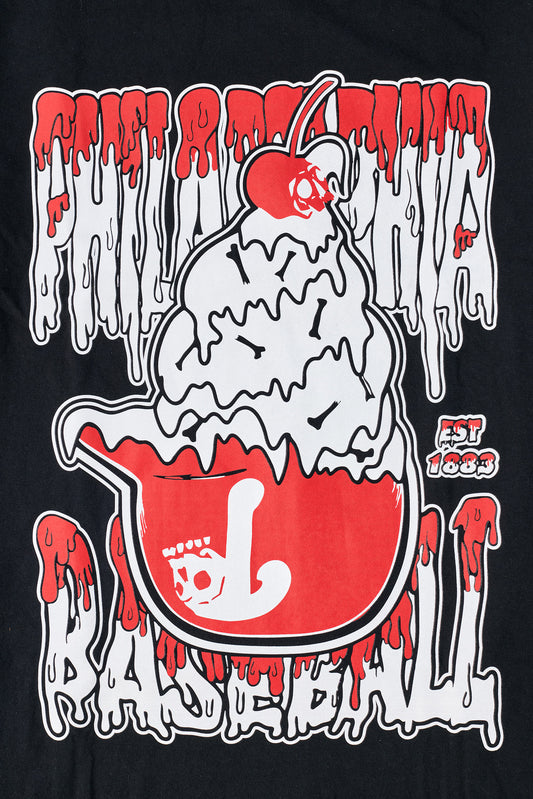 PHILADELPHIA PHILLIES ICE CREAM HELMET SKULL TEE - BLACK