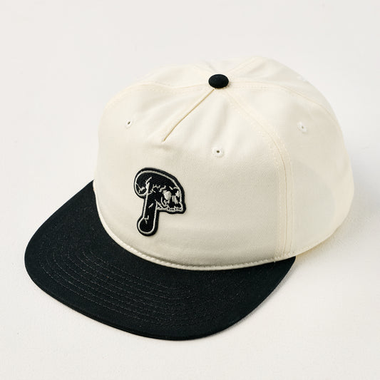 PHILLIES SAD SKULL PATCH HAT - VINTAGE WHITE AND BLACK