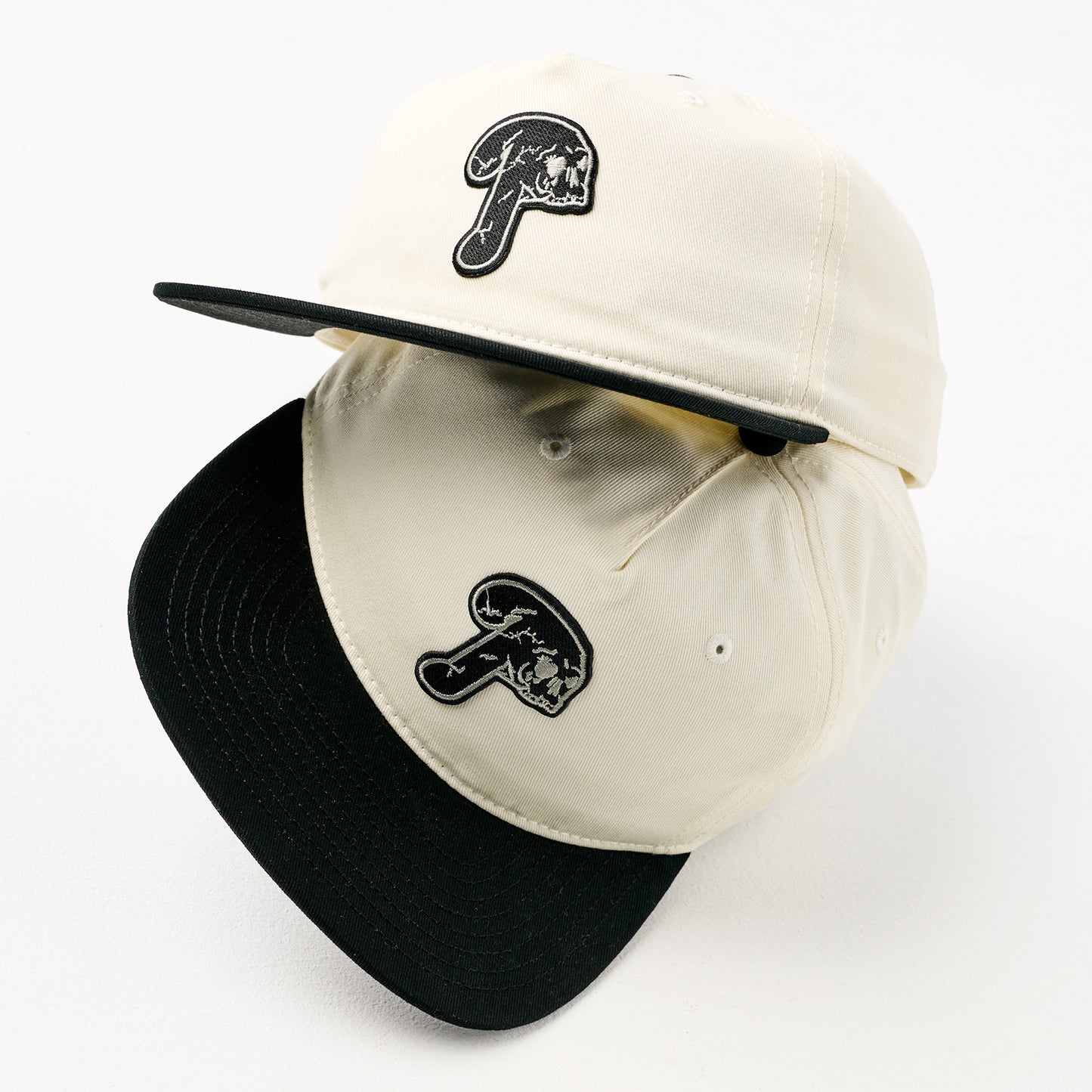 PHILLIES SAD SKULL PATCH HAT - VINTAGE WHITE AND BLACK