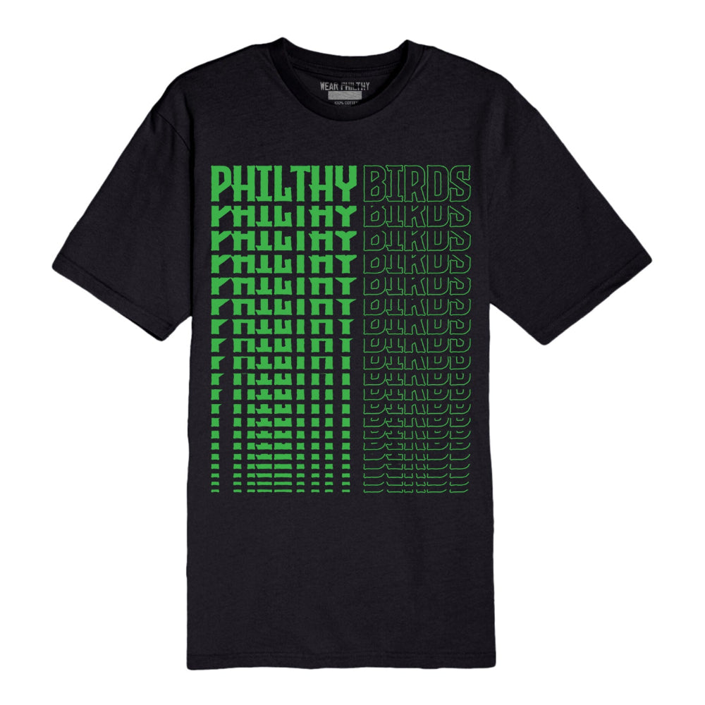 Philadelphia Eagles Philthy Birds 90s VHS Text on a black t-shirt. unisex