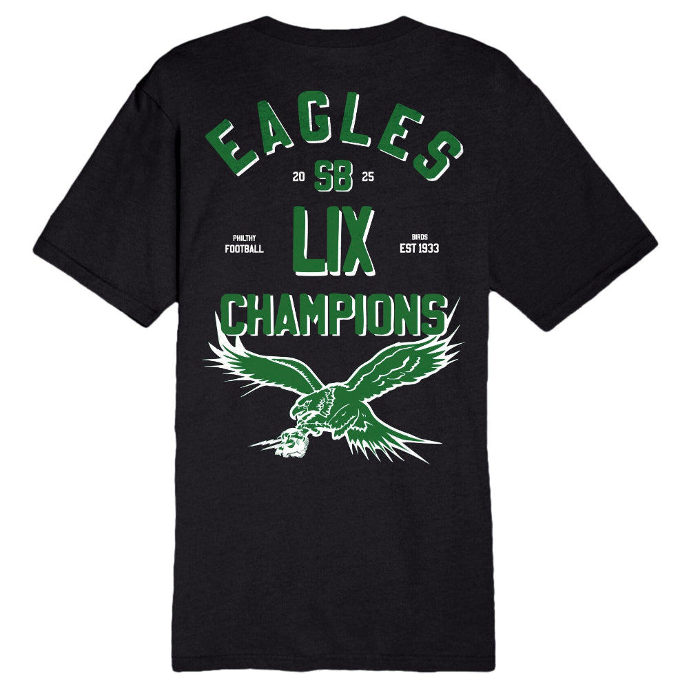 Black Philadelphia Eagles tee shirt with eagles logo, SB LIX, super bowl champions, eagles tee, Philadelphia eagles t-shirt, go birds, 
