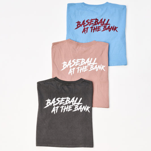 PHILADELPHIA PHILLIES BASEBALL WOMENS CROPPED TEE POWDER BLUE AND MAROON